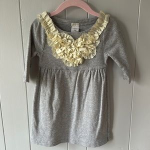 Grey dress with cream ruffles, 3T, Crewcuts